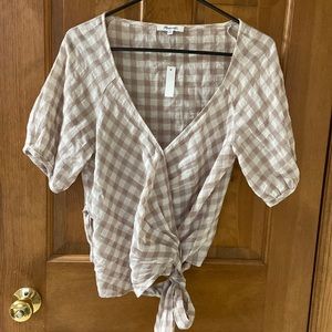 Madewell Gingham Wrap Top